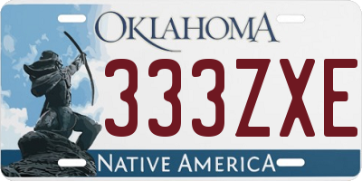 OK license plate 333ZXE