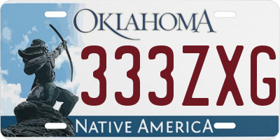 OK license plate 333ZXG
