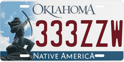 OK license plate 333ZZW