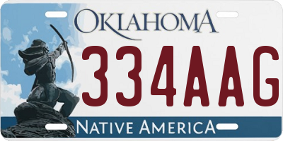 OK license plate 334AAG