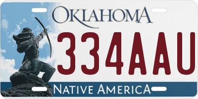 OK license plate 334AAU