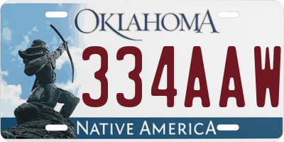 OK license plate 334AAW