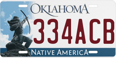 OK license plate 334ACB