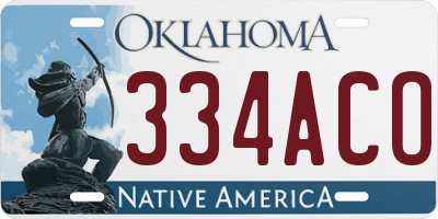 OK license plate 334ACO