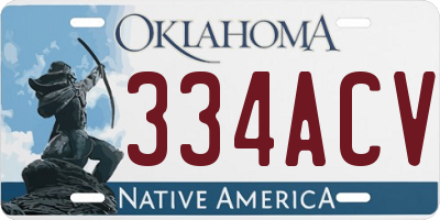 OK license plate 334ACV