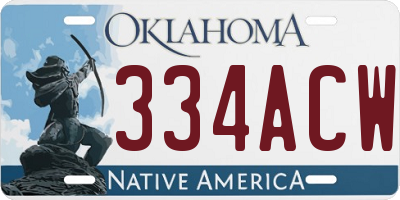 OK license plate 334ACW