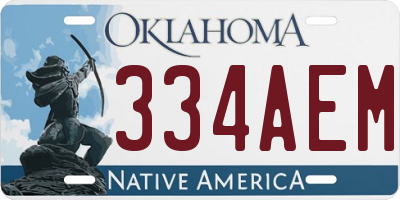 OK license plate 334AEM