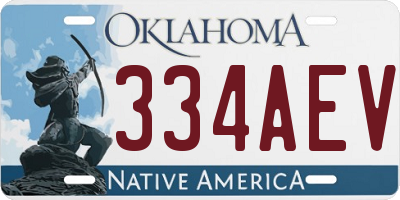 OK license plate 334AEV