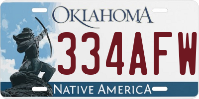 OK license plate 334AFW