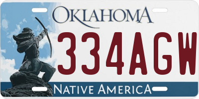 OK license plate 334AGW
