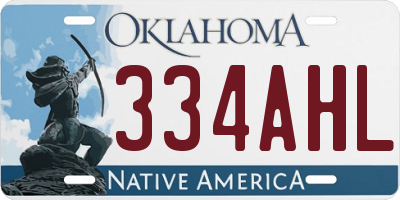 OK license plate 334AHL
