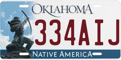 OK license plate 334AIJ