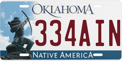 OK license plate 334AIN