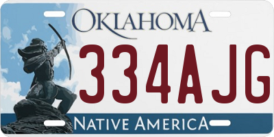 OK license plate 334AJG