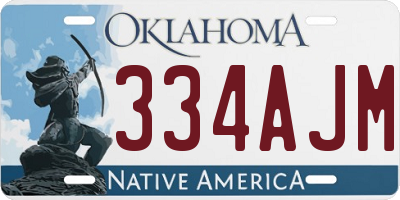 OK license plate 334AJM