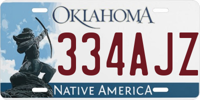 OK license plate 334AJZ