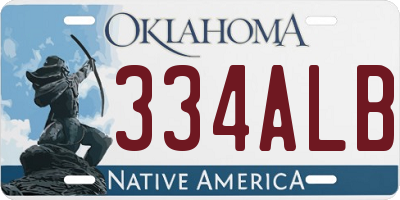 OK license plate 334ALB
