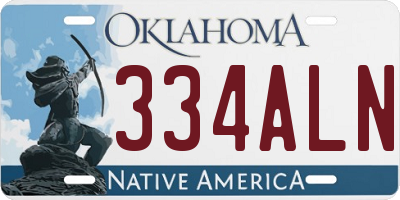 OK license plate 334ALN