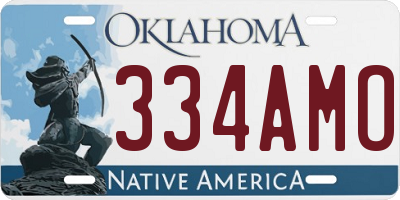 OK license plate 334AMO