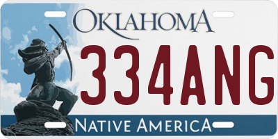 OK license plate 334ANG