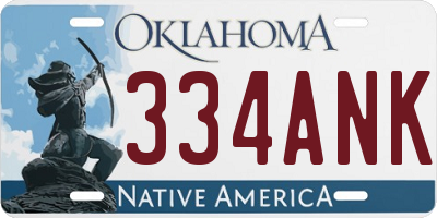 OK license plate 334ANK