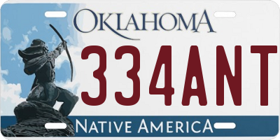 OK license plate 334ANT