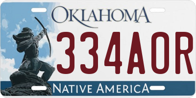 OK license plate 334AOR