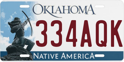 OK license plate 334AQK