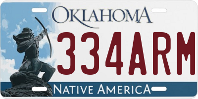 OK license plate 334ARM