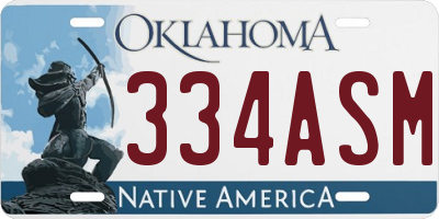 OK license plate 334ASM