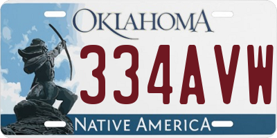 OK license plate 334AVW