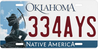 OK license plate 334AYS