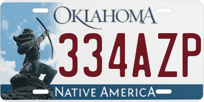 OK license plate 334AZP