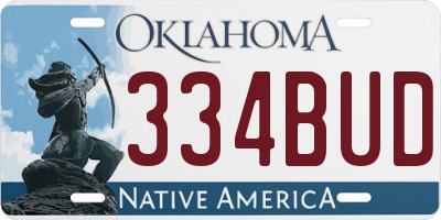 OK license plate 334BUD