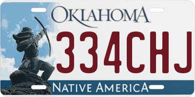 OK license plate 334CHJ