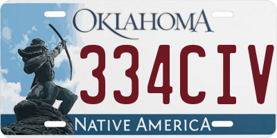 OK license plate 334CIV