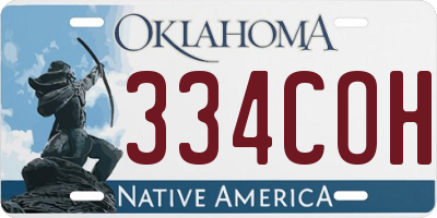 OK license plate 334COH