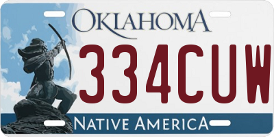 OK license plate 334CUW