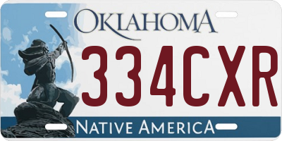 OK license plate 334CXR