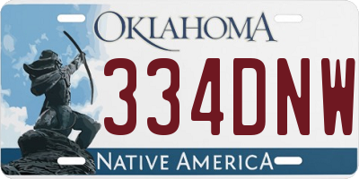 OK license plate 334DNW