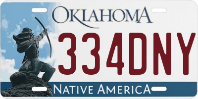 OK license plate 334DNY