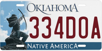 OK license plate 334DOA