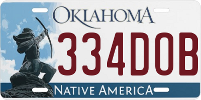 OK license plate 334DOB