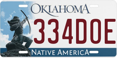 OK license plate 334DOE