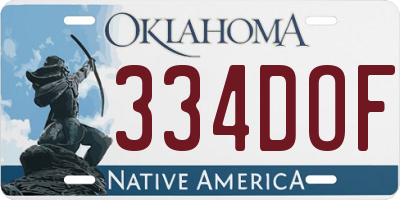 OK license plate 334DOF