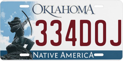 OK license plate 334DOJ