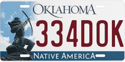 OK license plate 334DOK