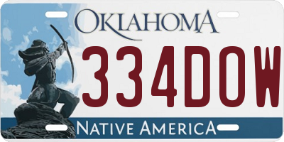 OK license plate 334DOW