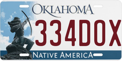 OK license plate 334DOX