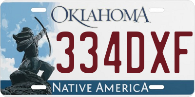 OK license plate 334DXF